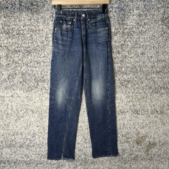 Rag & Bone Jeans Womens Extra Small Blue Mid Rise Elastic Waist Distressed Denim - Picture 1 of 7
